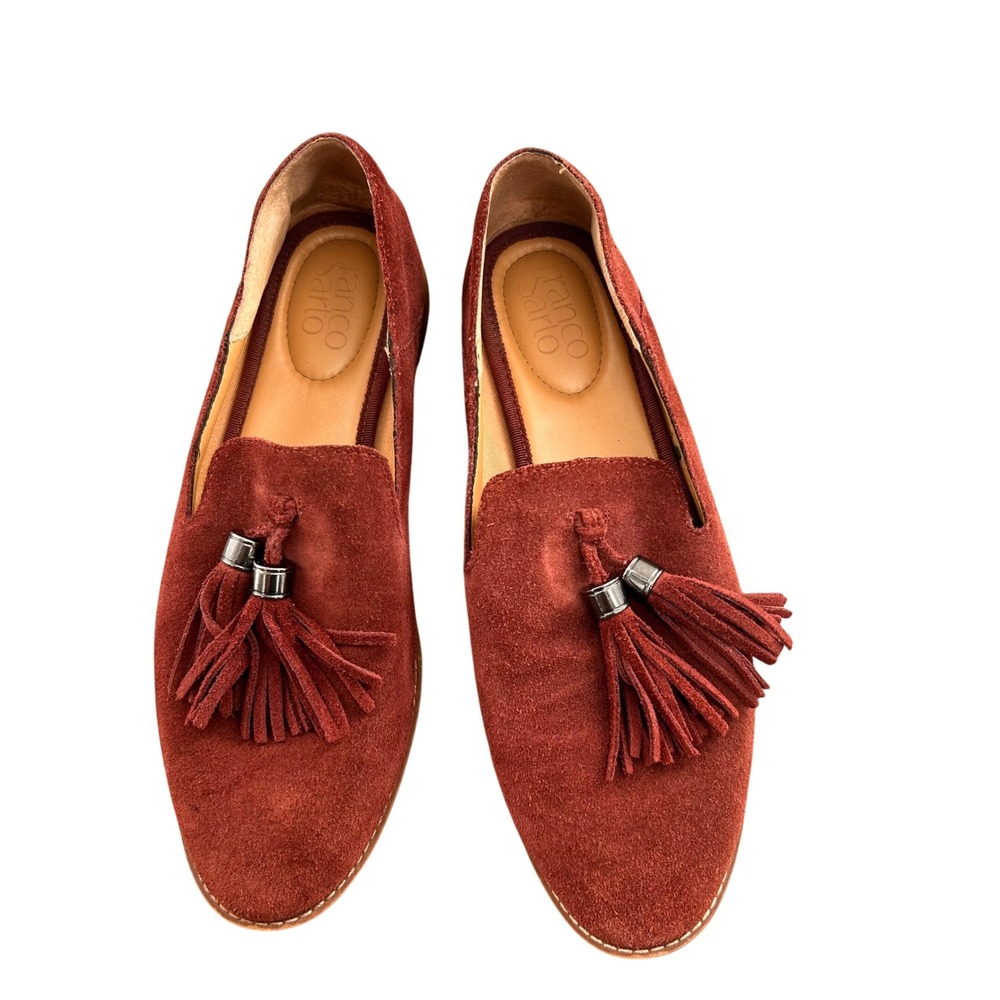 Franco Sarto Holland Burgundy Suede Tassel Loafers Womens 8M